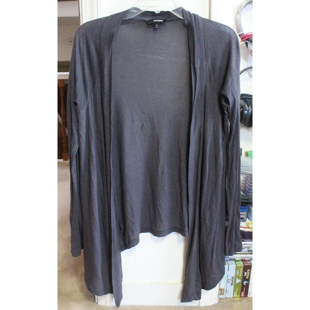 "Express" dark gray tunic cardigan